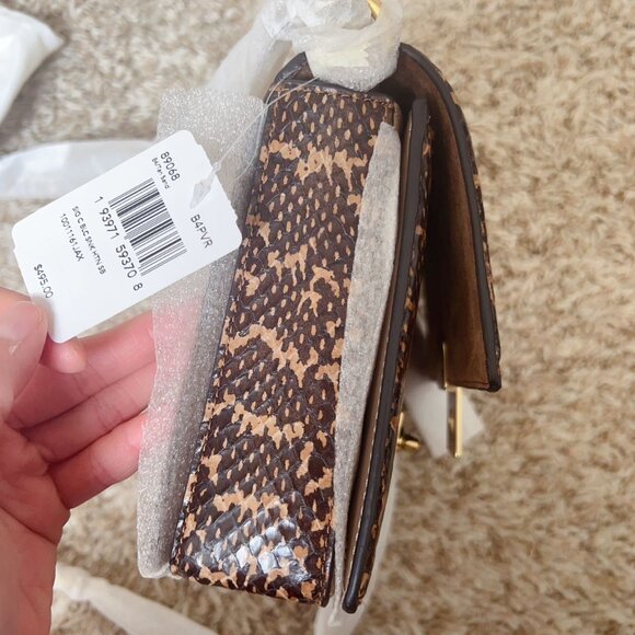 Coach Hutton Shoulder Bag In Blocked Signature Canvas With Snakeskin Detail - Picture 13 of 13